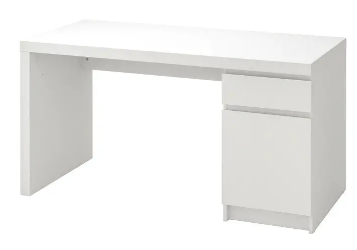 Malm Modern Desk – 140X65 Cm, Glossy White Finish 1