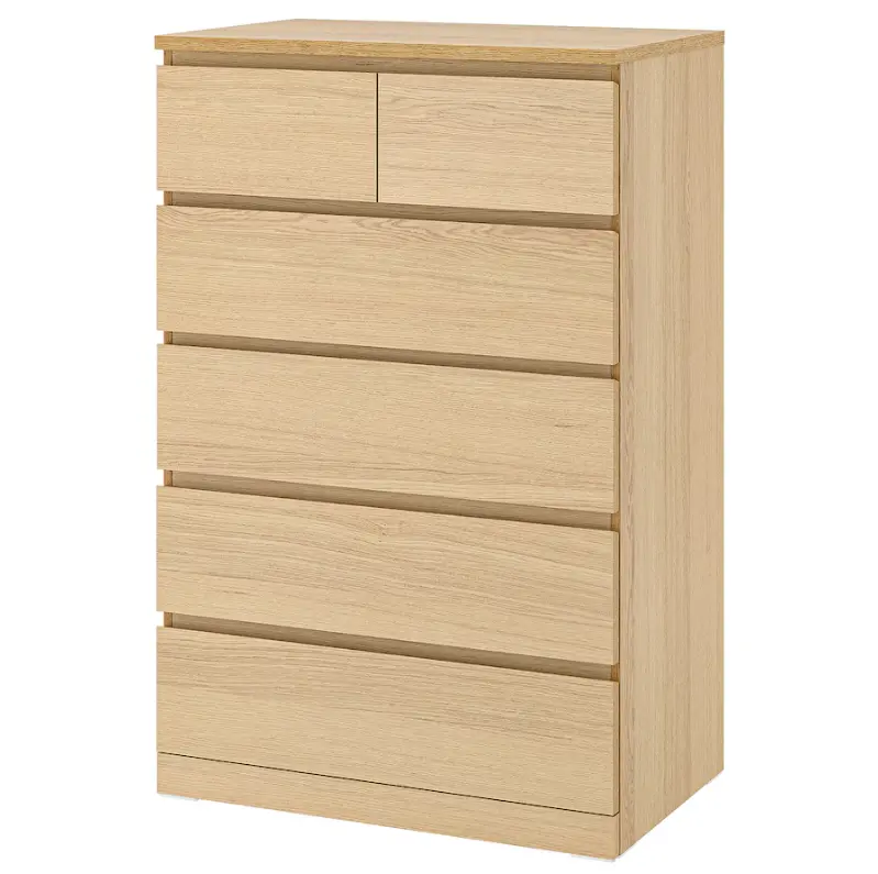 Malm Six-Drawer Chest In White-Stained Oak Veneer, 80X123 Cm 1