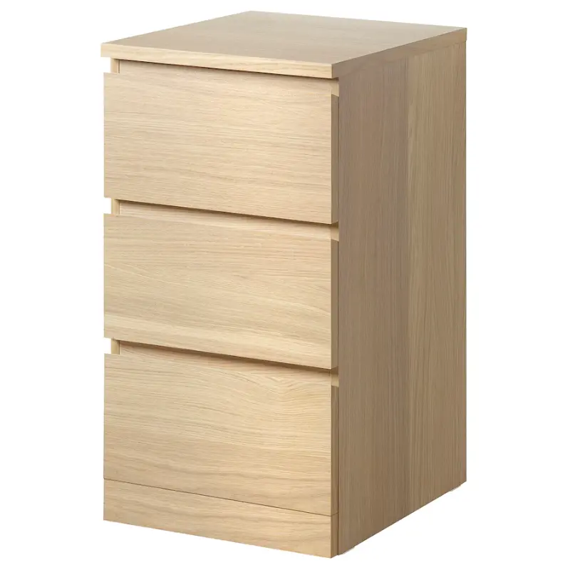 Malm Slim 3-Drawer Chest – White Stained Oak Veneer, 40X78 Cm 1