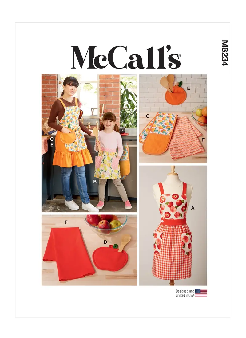 Mccall’S 8234 Sewing Pattern: Children’S And Misses’ Kitchen Accessories Set 1