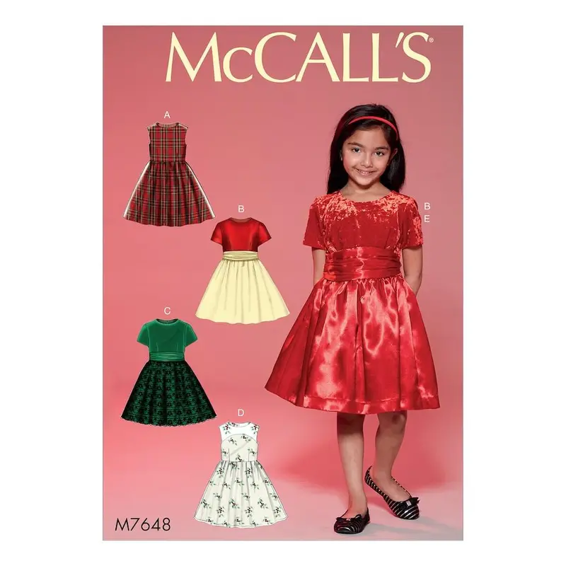 Mccall'S M7648 Girls' Gathered Dresses With Petticoat & Sash Pattern 1