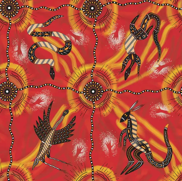 Merryn Apma Aboriginal Fabric: Women’S Business Motif In Maroon – 145 Cm Wide 1
