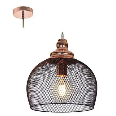 Mesh Pendant Light – 280Mm Diameter, Matte Black & Copper Finish (Model Rp291) 1