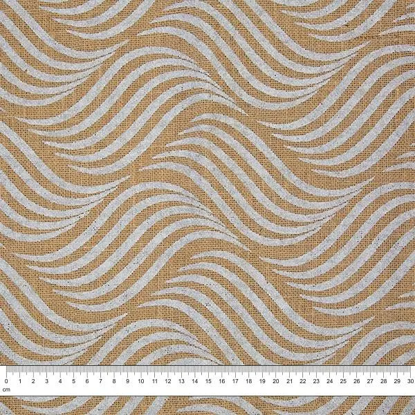 Metallic Wave-Print Hessian Fabric – 129.5Cm Width, Textured Finish 1