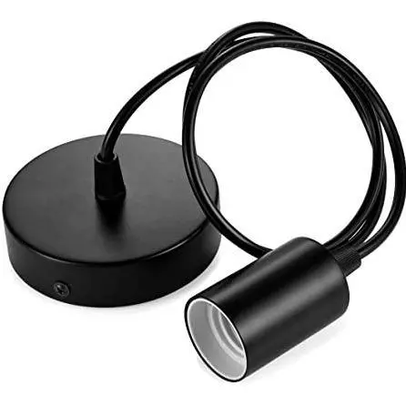 Minimalist Black Metal E27 Pendant Light – Adjustable Height Fixture 1