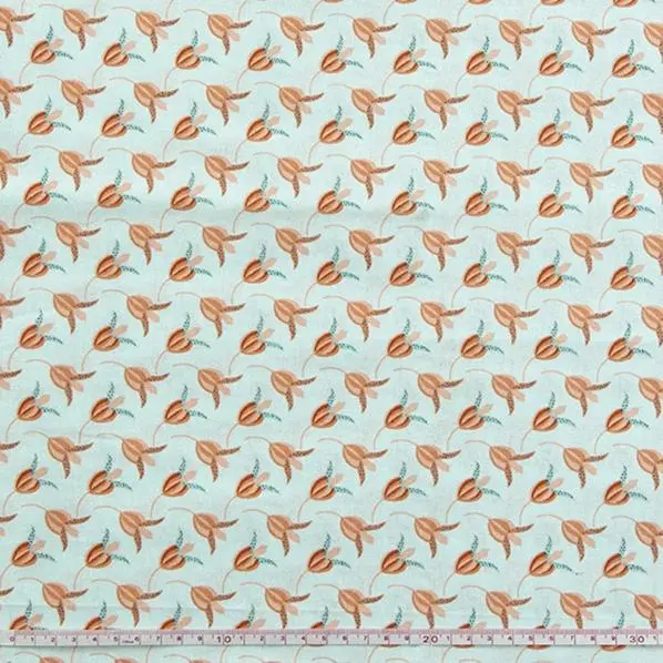 Mint Floral Bud Cotton Fabric – 112Cm Width, Lightweight Quilting Cloth 1
