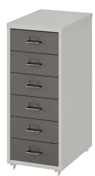 Mobile Grey Drawer Cabinet – Castor-Mounted Storage Unit, 28X69 Cm, Helmer Series 1