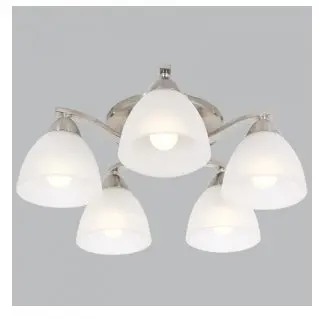 Modern Satin Chrome Chandelier – 5-Bulb, Frosted Glass Diffusers (Ch168/5) 1