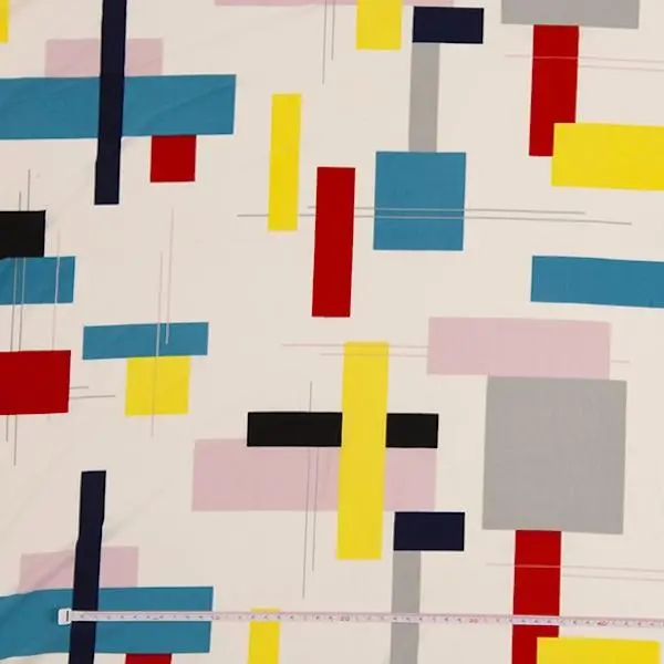 Multicolor Printed Knit Fabric On White Base – 148 Cm Width 1