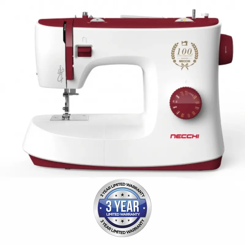 Necchi K417A Manual Sewing Machine – 17-Stitch Burgundy And Cream Model 1