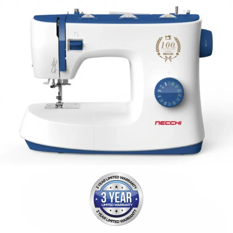 Necchi K432A Mechanical Sewing Machine – 32-Stitch Manual Selection, Blue-Cream Finish 1