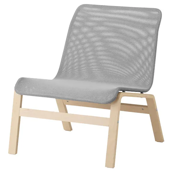 Nolmyra Dining Chair – Birch Veneer Seat, Gray Fabric Backrest 1