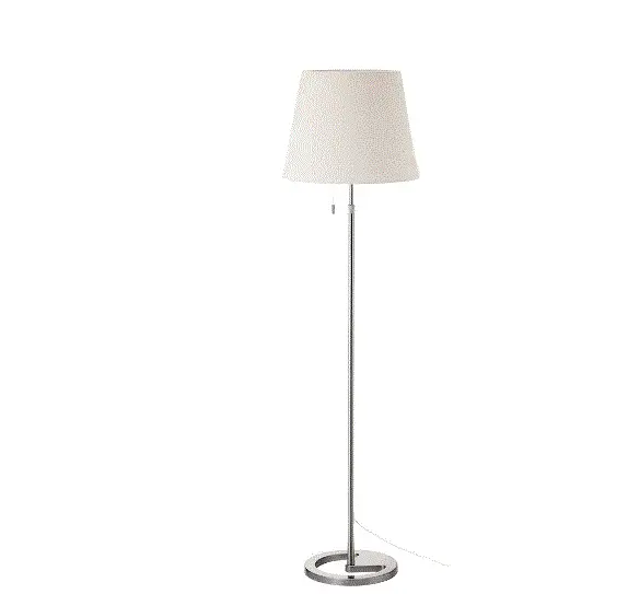 Nyfors Adjustable Floor Lamp – Nickel-Plated Base With White Fabric Shade 1