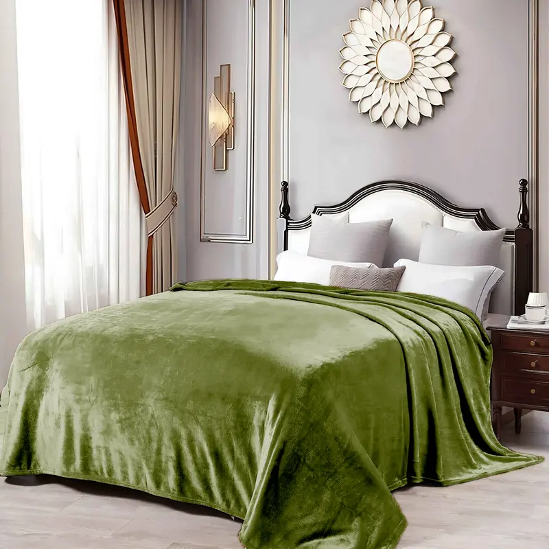 Olive Green Formr Luxury Mink Throw Blanket 1