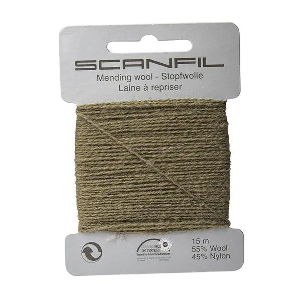Olive Green Mending Wool – Scanfil Repair Yarn, 100% Wool 1