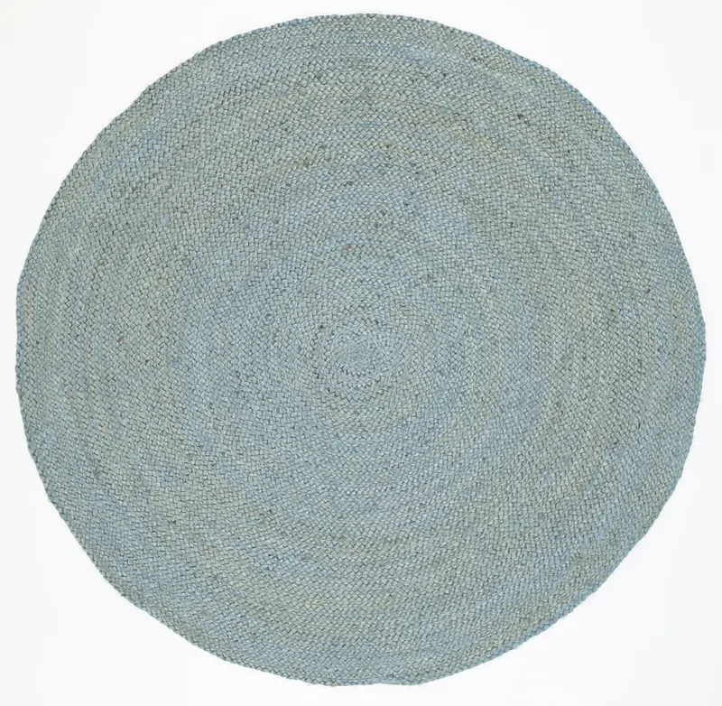 Organica Tundra Blue Round Jute Rug – Natural Fibre Circular Floor Covering 1
