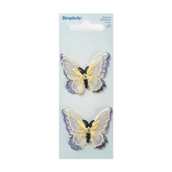 Pack Of 2 Small Sheer Butterfly Iron-On Appliques By Simplicity 1