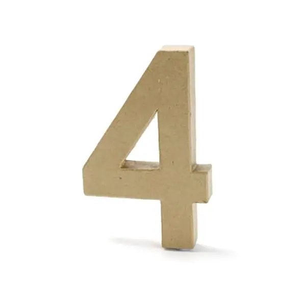 Paper Mache Number '4' – 8-Inch Lightweight Craft Shape 1
