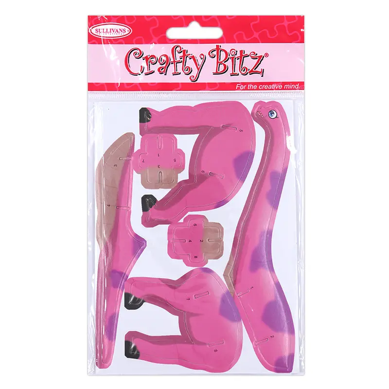 Pink Brachiosaurus 3D Mini Puzzle – Diy Paper Craft Kit 1