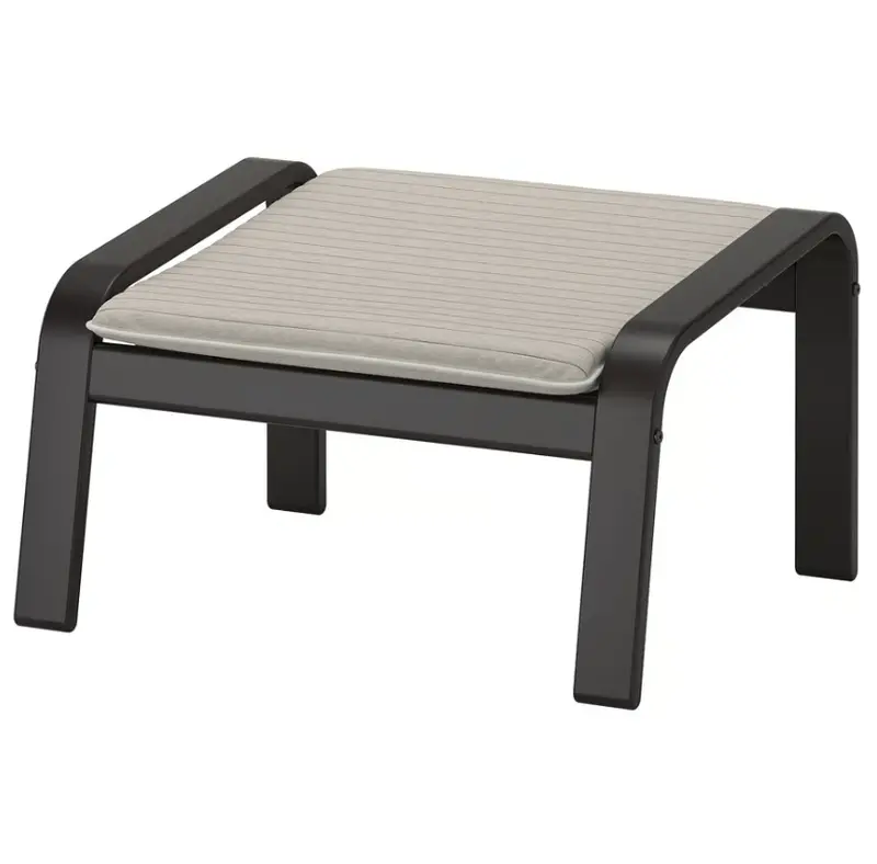 Poang Footstool: Black-Brown Frame With Light Beige Cushion 1