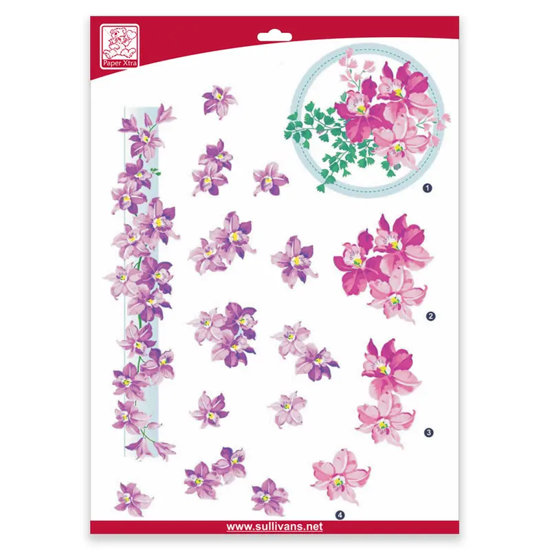 Purple Floral Decoupage Paper Sheet – 210Mm × 300Mm By Sullivans 1
