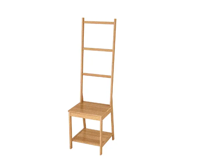 Rågrund Bamboo Towel Rack Chair – Space-Saving Dual-Function Seating & Storage 1