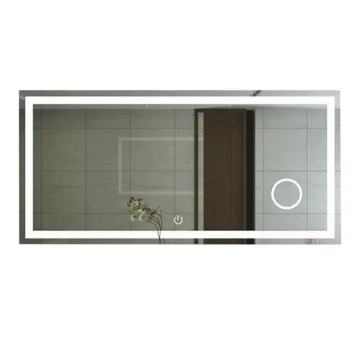 Rectangular Backlit Mirror With Touch On/Off Switch & Triple Magnification Zones 1