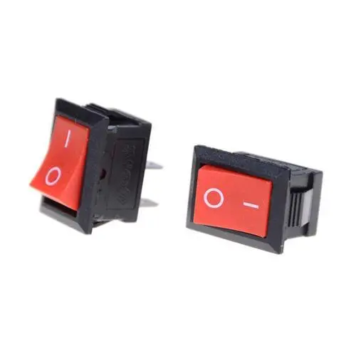 Red Rocker Switch – 2-Pin, 250V Ac, 6A Rating, 15 × 21Mm 1