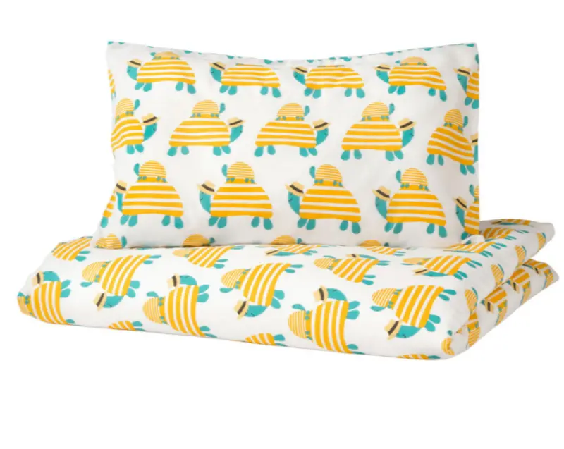 Rorande Cot Duvet Cover Set – Turtle Yellow Print, Includes 1 Pillowcase (110X125 Cm + 35X55 Cm) 1