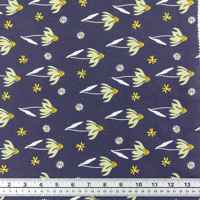 Sage Floral Quilting Cotton – Elegant Black Base, 110Cm Wide 1