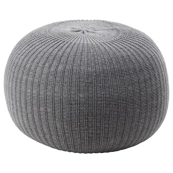 Sandared Plush Floor Pouffe – Soft Grey Upholstery, 56 Cm Diameter 1
