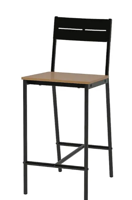 Sandsberg Industrial-Style Bar Stool – Black Frame & Brown-Stained Seat, 63 Cm 1