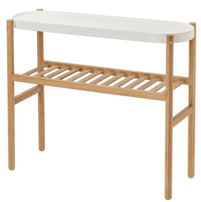 Satsumas Bamboo & White Plant Stand – 70 Cm Tiered Planter Support 1
