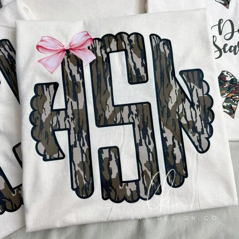 Scalloped Camo Monogram T-Shirt – Custom Fit Tee 1