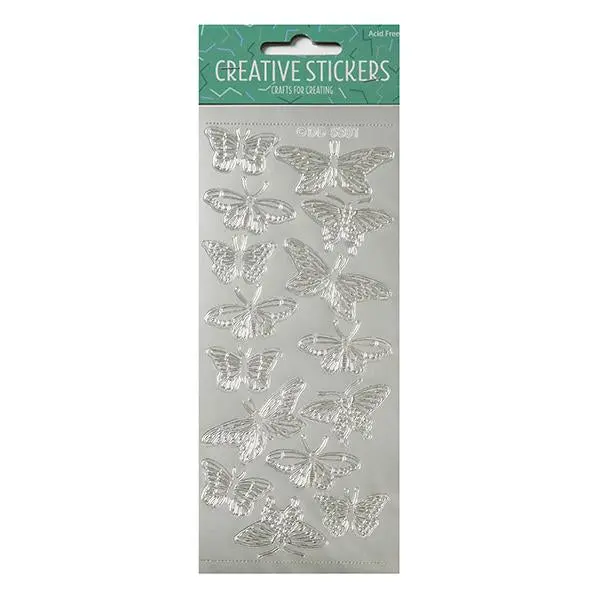 Silver Butterfly-Themed Adhesive Stickers By Arbee 1