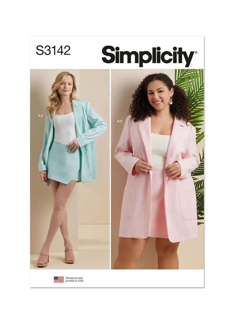 Simplicity S3142: Contemporary Blazer And Skort Combo For Misses & Women 1