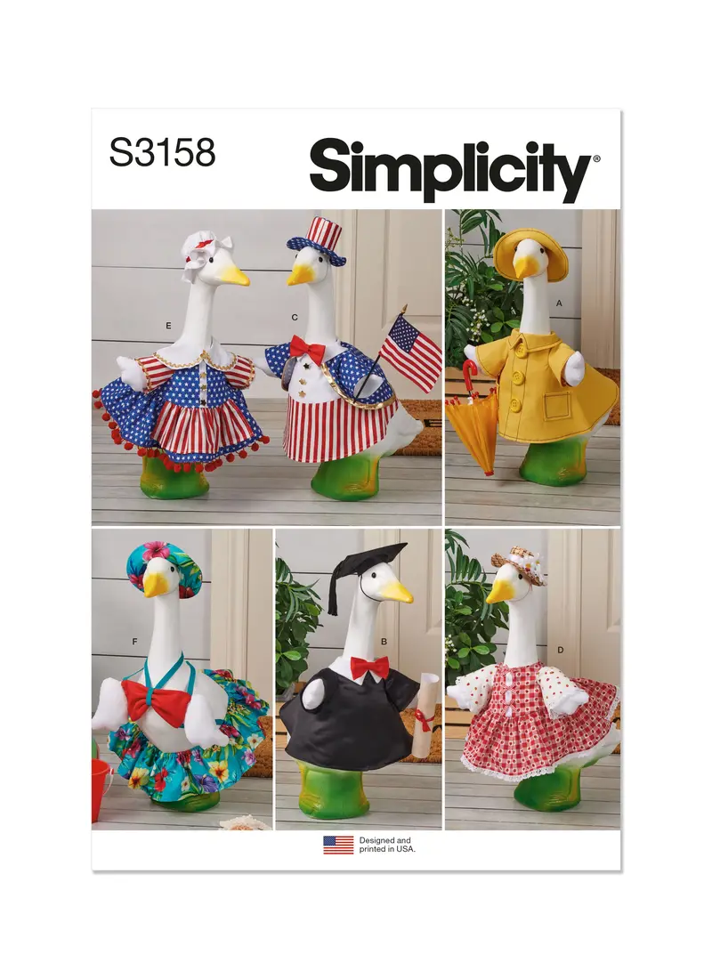 Simplicity S3158 Sewing Pattern: Decorative Porch & Lawn Goose Clothing Set 1