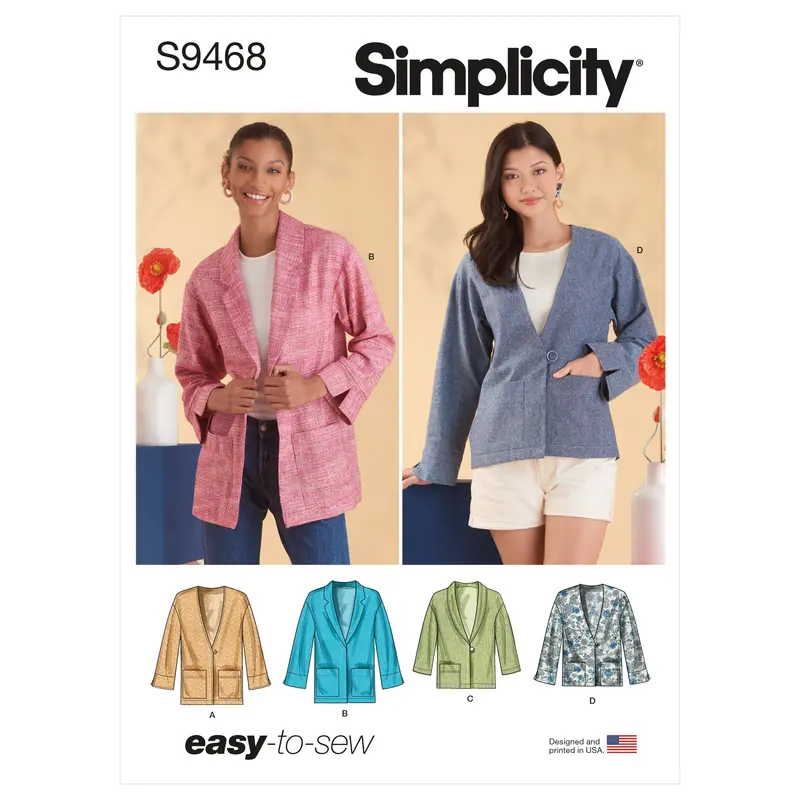 Simplicity S9468: Sleek Unlined Misses' Jacket Sewing Pattern 1