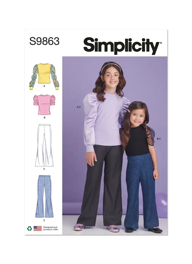 Simplicity S9863 Sewing Pattern For Children'S And Girls' Top-And-Pants Outfit 1