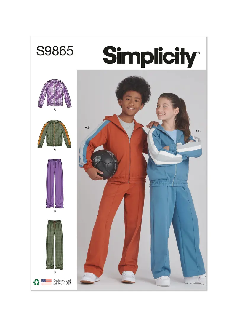 Simplicity S9865 Sewing Pattern For Kids' Skirt-Pant Outfit (Girls & Boys) 1