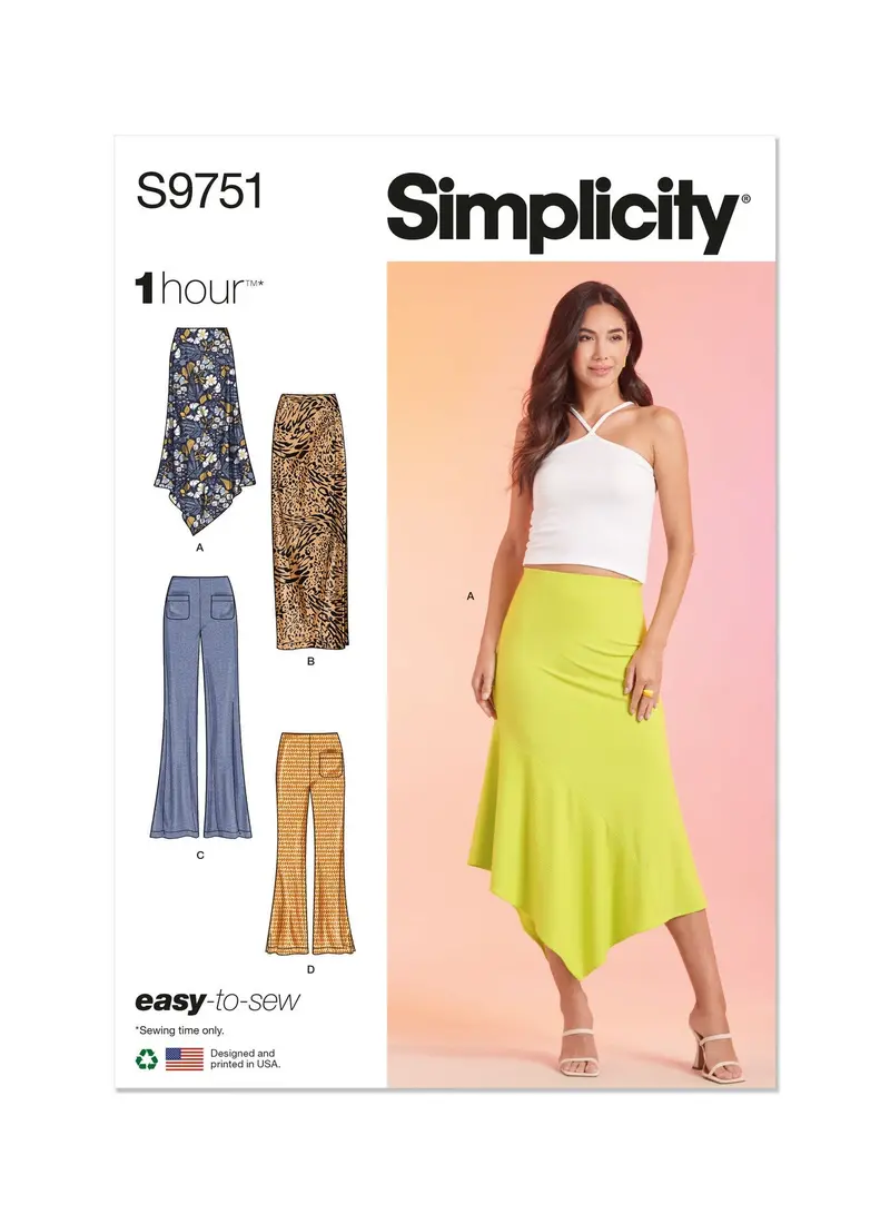 Simplicity Ss9751 Sewing Pattern: Misses' Skirt And Pull-On Pants Ensemble 1