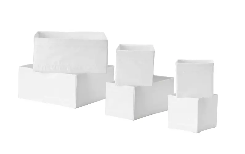Skubb Fabric Storage Boxes – Set Of Six White Organizers With Handles 1