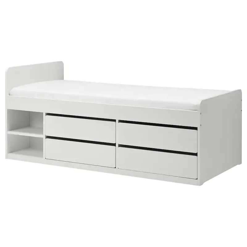 Släkt Underbed Storage Bed Frame – White 90X200 Cm Platform Base 1