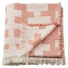 Slånspinnmal Textured Throw Blanket – Off-White And Red-Brown, 130X170 Cm Wool-Blend 1