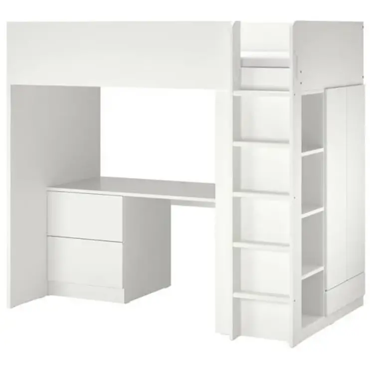Smastad Loft Bed With Integrated Desk And Storage, White Finish, 90X200 Cm 1