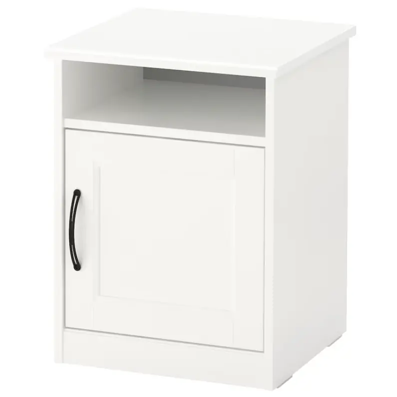 Songesand Compact Nightstand – Glossy White Finish, Rounded Edges, 42X40 Cm Surface 1