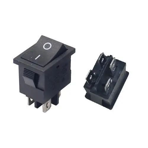Square 250V 16A Black Rocker Switch – 4-Pin Terminal 1