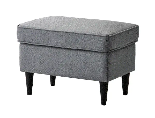 Strandmon Upholstered Footstool In Nordvalla Dark Grey Fabric 1