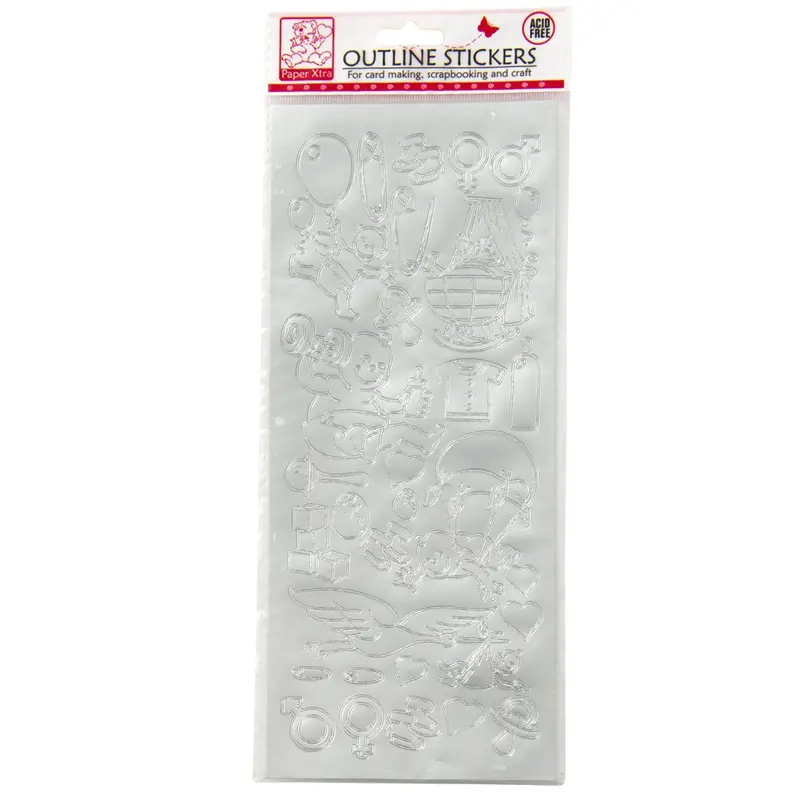 Sullivans Baby-Themed Outline Stickers – Metallic Silver Finish 1