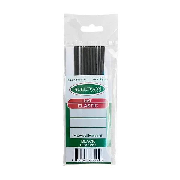 Sullivans Black Hat Elastic – 1.5 Mm Width, Flexible Fit 1